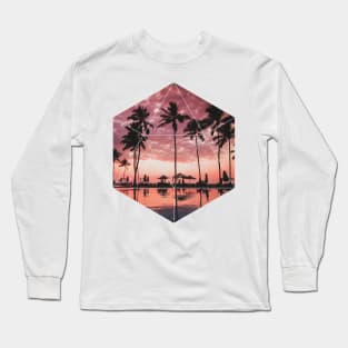 Sunset and Palms Geometric Photography Long Sleeve T-Shirt